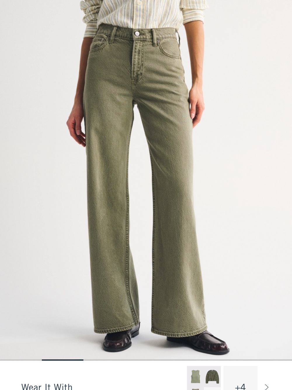 Abercrombie & Fitch Olive Wide-Leg Jeans